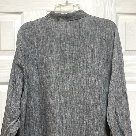 J. Jill Love Linen Yard Dyed Tunic Button Up Charcoal Gray- Size X-Large - Picture 5 of 9